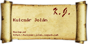 Kulcsár Jolán névjegykártya