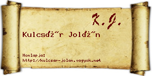 Kulcsár Jolán névjegykártya